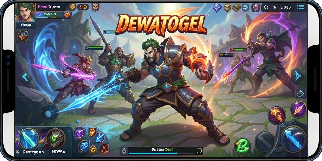 Gameplay menegangkan dalam pertarungan MOBA yang seru.